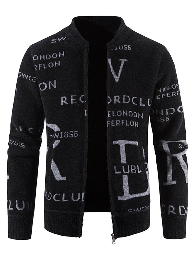 Autumn Winter New Men&s Knit Jackets Streetwear Baseball Collar Sweater Casual Cardigan Stylish Coat Free Shipping 21Q2413
